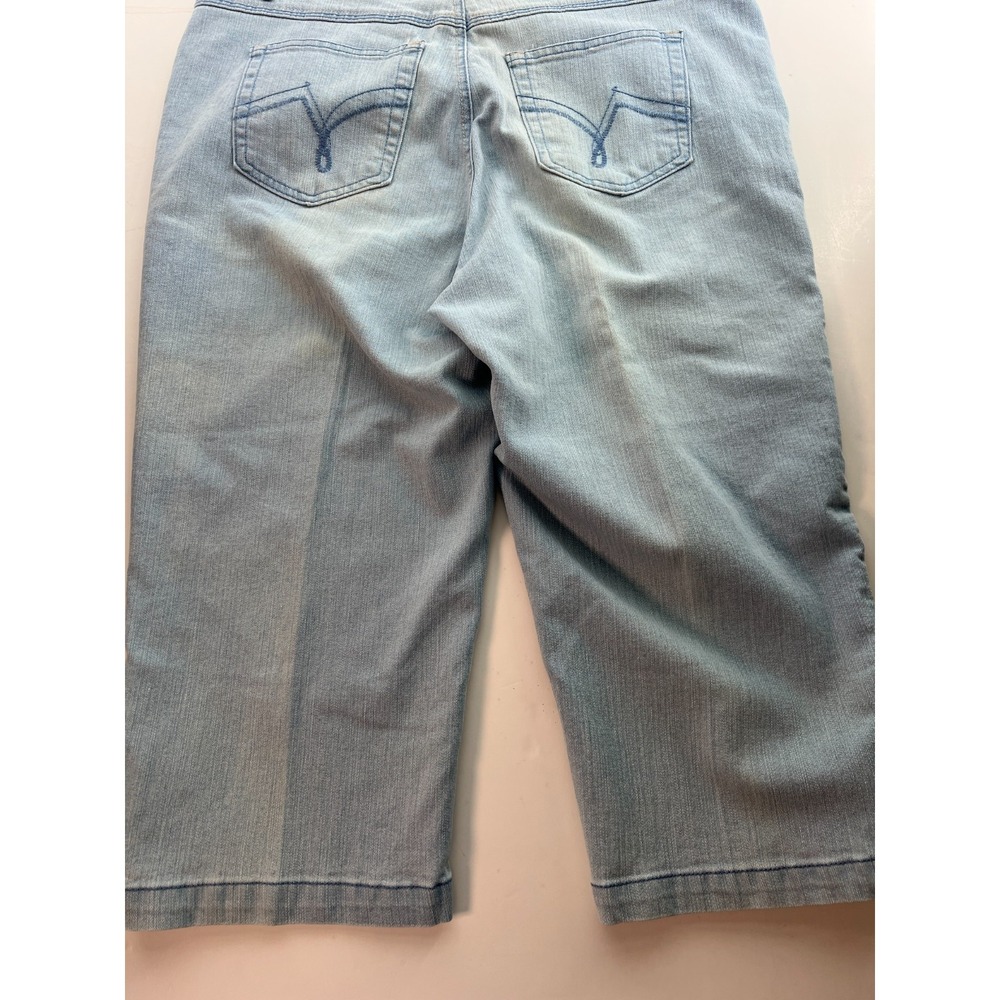 GV Women's Capri Jeans Sz 18 Stretch 18W Blue Button Hem Dream Wash W38 L20.5 - Picture 11 of 13
